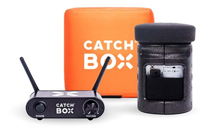 Catchbox vist i udgave med indbygget mikrofon