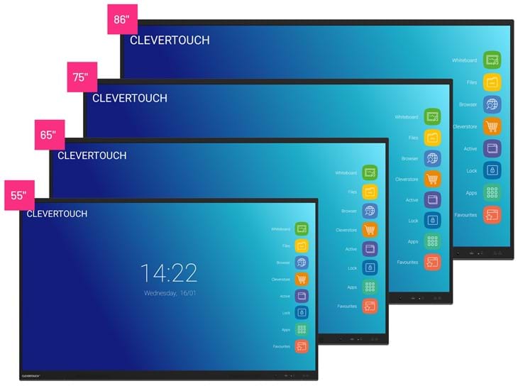 Clevertouch Touchskærme I Forskellige Størrelser