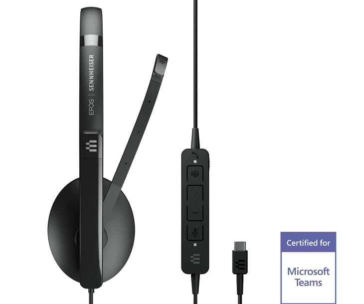 Epos Adapt Headset Med Teams Knap Og Certified For Teams Logo